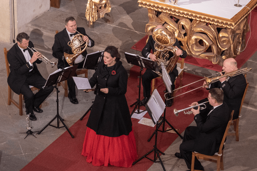 Brass Five ÚH AČR, Vojenský kostel Praha 2023 (foto K.Cudlín)